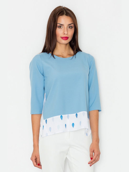 Figl M525 Damen Bluse mit 3/4 Ärmel Hellblau 77128