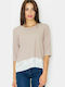 Figl M525 Damen Bluse mit 3/4 Ärmel Beige 77130