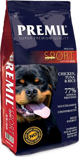 Premil Super Premium Super Sport 15kg Ξηρά Τροφή Σκύλων με Κοτόπουλο, Ρύζι και Τόνο