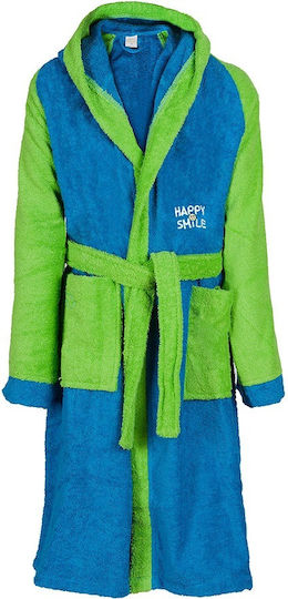 Dimcol Halat de Baie pentru Copii Happy Smile Albastru 1320911003100022 cu Glugă