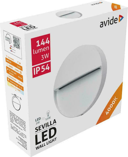 Avide AOLS3WLED-SEV Επιτοίχια Εξωτερική Πλαφονιέρα LED IP54 3W με Φυσικό Λευκό Φως 37x25x25εκ.