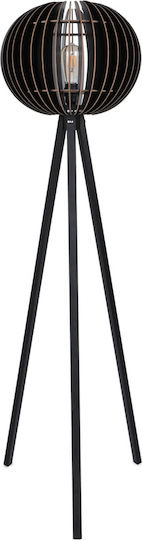 HomeMarkt Floor Lamp H145xW36cm. with Socket for Bulb E27 Black