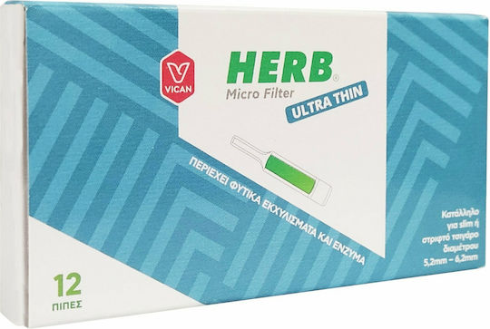 Vican Zigarettenpfeifen HERB Micro Filter Ultra Dünn 6,2 mm Grüne 12 Stück