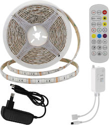 Optonica Bandă LED Alimentare 12V RGB Lungime 5m și 60 LED-uri pe Metru Set cu Telecomandă și Alimentare SMD5050