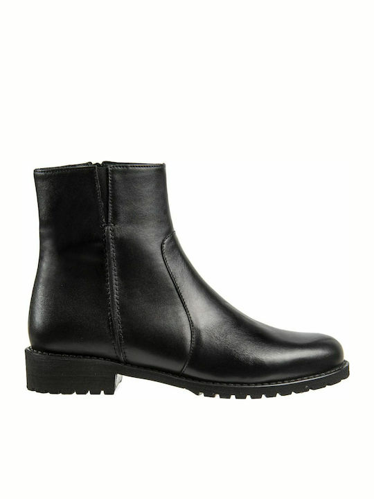 077-47408 Leder Stiefeletten Damen Schwarz