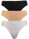 0002 Damen Slip 3Pack Nahtlos Black/Beige/White