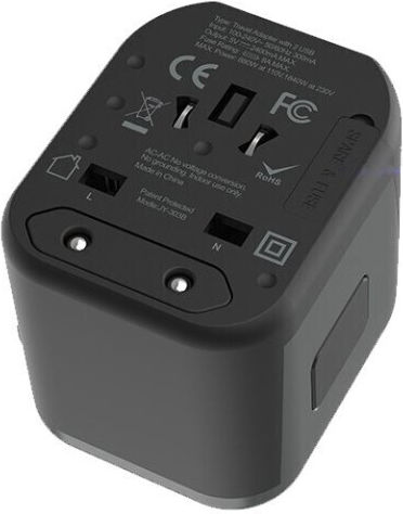 Devia Devia Adaptor pentru Prize Universal în Universal cu 2 Porturi USB