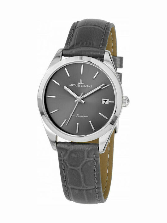 Jacques Lemans La Passion Γυναικείο Ρολόι 30mm Μπαταρίας με Γκρι Δερμάτινο Λουράκι