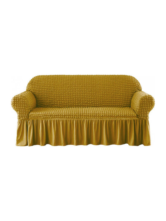 Elastic Cover for Three Seater Sofa Beige / Gold 1pcs 3SEAT-BEIGE-GOLD