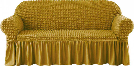 Elastic Cover for Three Seater Sofa Beige / Gold 1pcs 3SEAT-BEIGE-GOLD