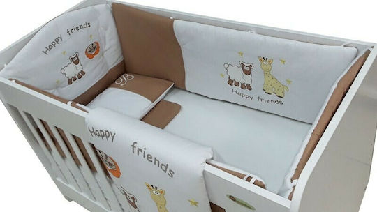 Beboulino Set Für Krippe Happy Friends Braun 9Stück Beboulino Set Für Krippe Happy Friends Braun 9Stück