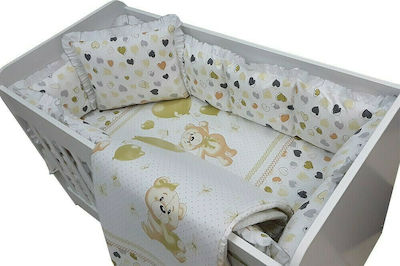 Beboulino Baby Crib Bedding Set Bear Hearts 8pcs Gray