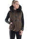 Kurzes Damenjacke Ärmellos für Winter Braun