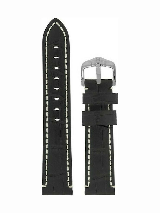 Hirsch Knight Long Δερμάτινο Λουράκι Μαύρο 24mm