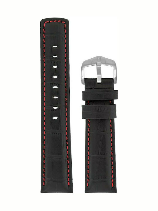Hirsch Grand Duke Long Δερμάτινο Λουράκι Μαύρο 20mm