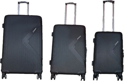 Ormi ESH312 Travel Suitcases Hard Black Maximum Height 73cm with 4 Wheels Set of 3pcs