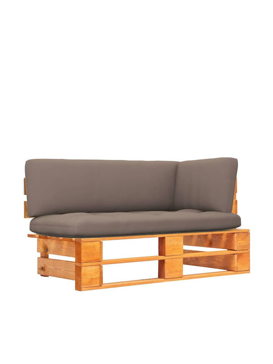 Outdoor Corner Sofa of Pallets with Brown Cushions 110x65x55cm