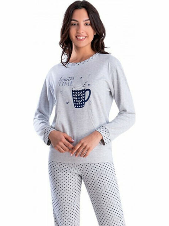 Rachel Winter Women's Pyjama Set Grey/Blue 12604