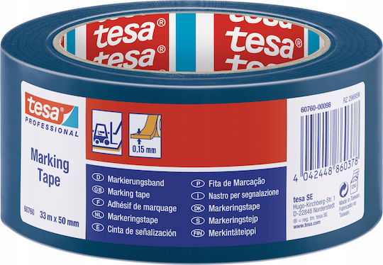 Tesa 60760 Ταινία Σήμανσης από Πλαστικό σε Μπλε Χρώμα Μήκους 33μ.