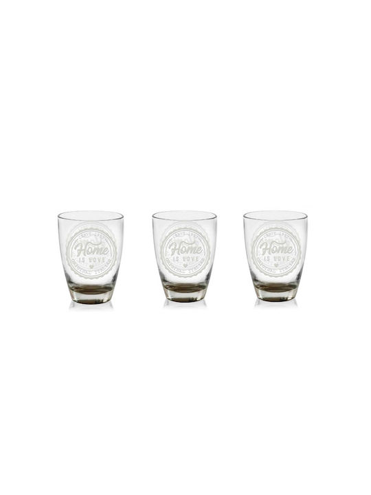 Cerve Home Love Glass Set Water made of Glass 310ml 3pcs