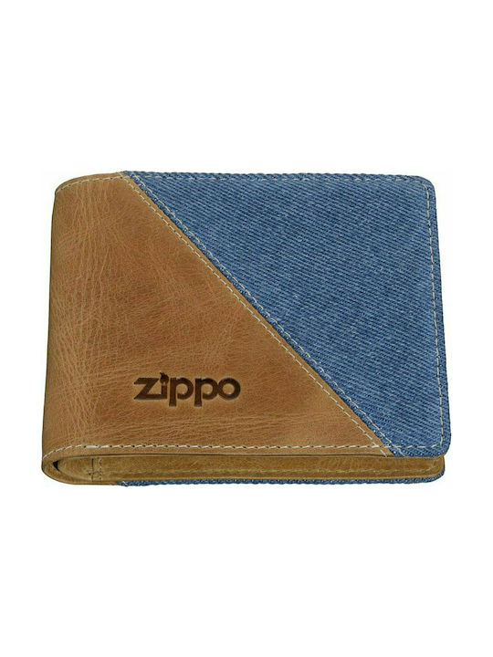 Zippo Δερμάτινο Ανδρικό Πορτοφόλι Καρτών Μπλε