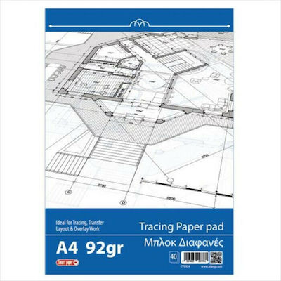 Smart Paper Hârtie de urmărire naturală Blocul de notițe 40 Foi A4 Protecție pentru copertă de carte 92gr 21x29buc