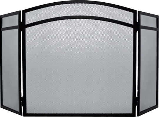 Home & Camp HCFT1031 Metallic Fireplace Screen with 3 Panels 69.5x61cm Black