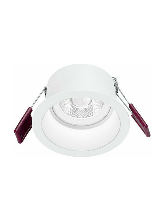 Gea Luce Dione Rund Metallisch Einbau Spot mit integriertem LED und Warmweißes Licht Weiß 9x9cm. 1Stück