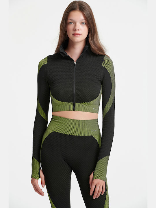 SugarFree Μακρυμάνικο Crop Top Army Green