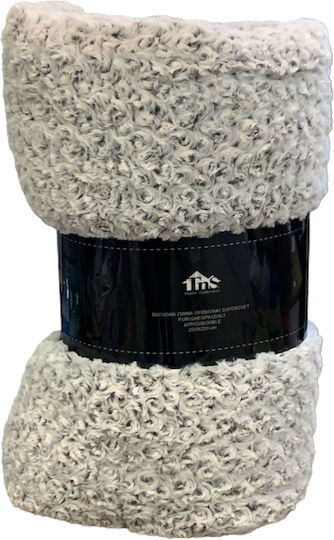 TnS Pătură Sherpa Dublă 200x220 cm Gri