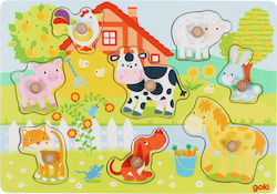 Wooden Kids Peg Puzzle Farm Animals for 12++ Years 8pcs Goki