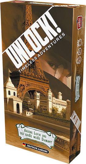 Board Game Unlock! Timeless Adventures Arsene Lupine & The Great White Diamond German Edition for 1-6 Players 10+ Years Old (GER) Asmodee
