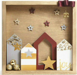 Παρίσης Christma Decorative Wooden Decorative Scenery Beige 35x35x7cm