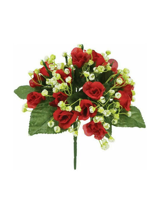 Marhome Μπουκέτο από Τεχνητά Φυτά Τριαντάφυλλο Κόκκινο 20cm
