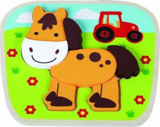 Ξύλινο Παιδικό Puzzle Σφηνώματα Άλογο για 1+ Ετών 8pcs Jumini