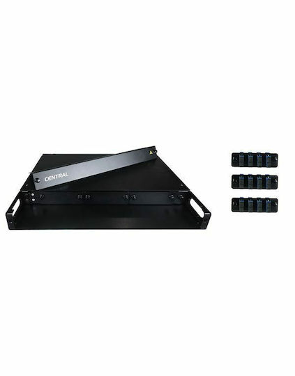 Central Οπτικό Patch Panel για Rack 1U 19" 24 Θυρών με 12 Duplex Adaptors SC Μαύρο
