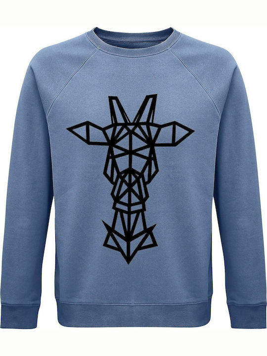 Sweatshirt Unisex, Organic " Reindeer Origami ", Blue