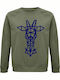 Sweatshirt Unisex, Organic " Reindeer Origami ", Khaki