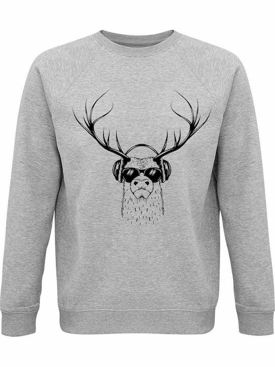 Hanorac unisex, organic " Animal Deejay ", gri melange