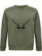 Sweatshirt Unisex, Organic " Animal Deejay ", Khaki