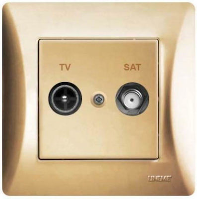 Lineme Πρίζα Κεραίας Τηλεόρασης και Δορυφορικής Τερματική σε Χρυσό χρώμα 50-00138-9