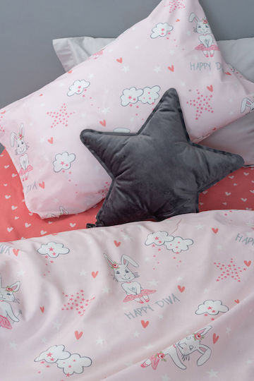 Palamaiki My Kingdom MK738 Set Kids Duvet Cover Single with Pillowcase Cotton Pink 160x240cm