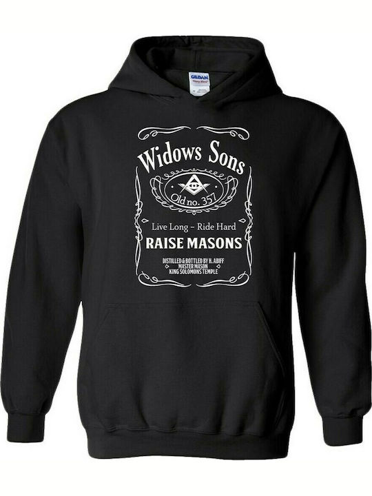 Window Sons Masonic Freemasonry Pegasus Sweatshirt with Hood in Black Color