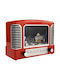 Fun World Christmas Illuminated Decorative Village Red with Battery with Music and Movement 20x20x11cm. Vintage Radio