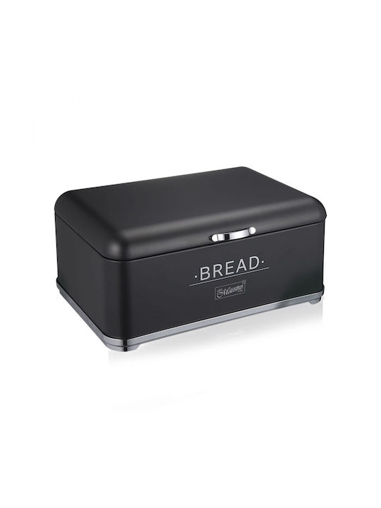 Maestro Bread Box with Lid Metallic In Black Colour 34.5x25x16.5cm