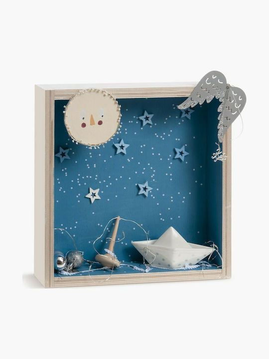 Parisis Illuminated Christmas Wooden Figure Sign Light Blue 35x35x7cm 3pcs