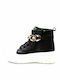 Plato Damen Flatforms Stiefel Schwarz