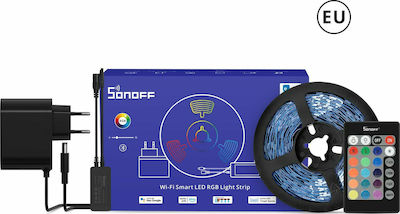 Sonoff L2 Lite-5M-EU Bandă LED Alimentare 12V RGB Lungime 5m și 30 LED-uri pe Metru Set cu Telecomandă și Alimentare SMD5050