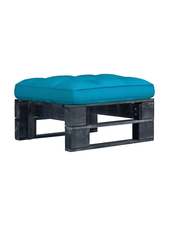Hölzernes Außenbereich-Hocker Würfel mit Kissen Schwarz / Blau 60x60x25cm