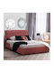Odalys Double Bed Upholstered with Velvet Rotten Apple Suitable for Mattress 150x200cm